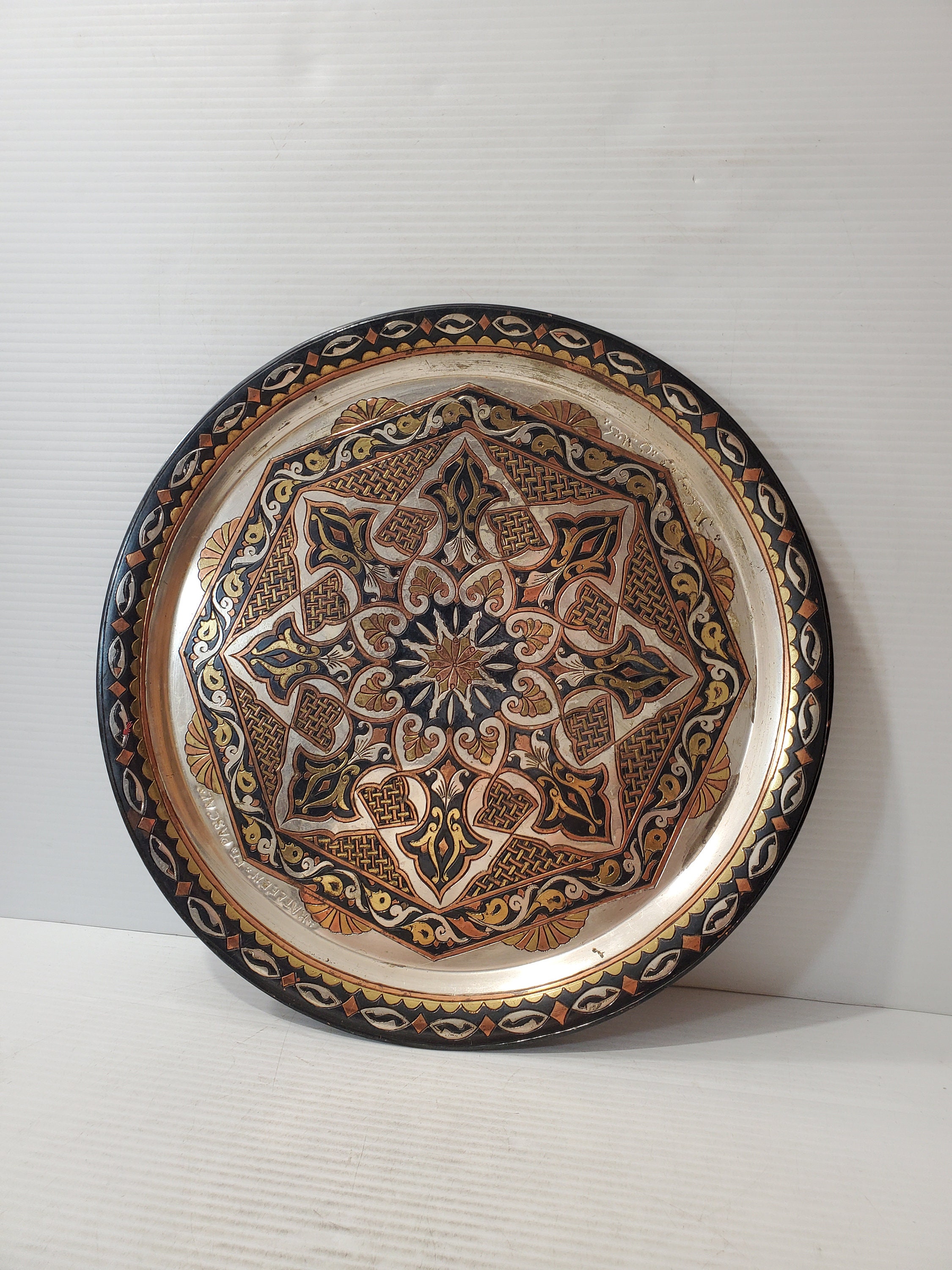 Vintage,Brass Tray,Indian Tray,Indian brass Tray,Serving Tray,Round