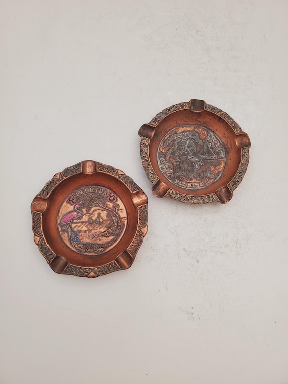 Vintage Small Copper Ashtray / Vintage Copper Souvenir Ashtray