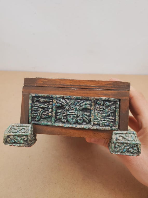Azt Box Vintage Zarebski Original Mexican art jewelry box Azt… - Gem