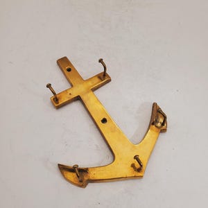 Vintage Brass Wall Key Holder Rack with five (5) Hooks | Mid Century Modern | Boho Decor Brass Key Hooks, Vintage Brass Key Hanger,