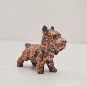 Vintage iron terrier dog - Vintage Miniature copper Scottie Terrier Dog Puppie, 1940s