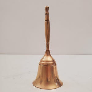 Vintage Brass Hand Bell - Handheld Solid Brass Bell with Charming Tone - Home Shrine Altar Tools - Meditation - Decor