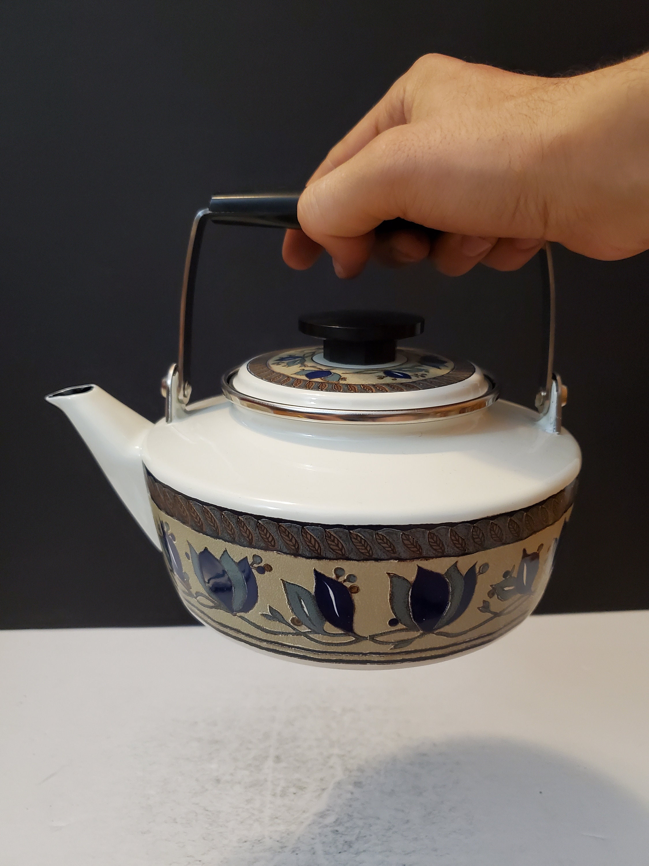 Vintage metal Tea Pot Japan Floral Teapot Made in Japan Etsy