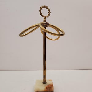 Brass Towel Counterstand, Retro Bathroom Decor, Towel Holder, Home Vanity Stand, Vintage Towel Rack - Vintage Italian Marble Towel Stand