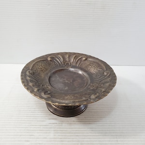 Vintage Brass Bowl, Pedestal Brass Dish, Bohemian Brass Bowl, Trinket Dish, Hollywwod Regency, Table Decor, Candle Holder, Home Decor