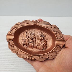 Vintage metal Ashtray - Attractive Aged Metal Ashtray || Vintage  || Vintage solid metal ashtray || Handmade engraved