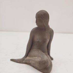 Vintage figuur - Middelgrote metalen figuur - De kleine zeemeermin - Souvenir Kopenhagen - Denemarken - naar Edvard Eriksen - 1960-70