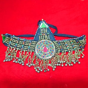 Vintage Hand Made Afghani Mata Pathi Afghani Head Piece Antique Afghani Jewelry Afghan Boho Jewelry  Choker Necklace Vintage Tribal Jewelry
