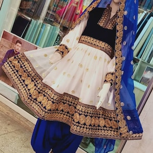 Afgano Kuchi tribu blanco y azul bordado hermoso afgano tradicional afgano vestido de vestido Banjara vestido afgano vestido para las mujeres