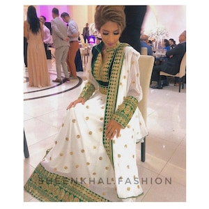 Afghan Dress For Women - Traditional Afghan Dress For Nikkah With Full Hand Made With Golden Embroidery