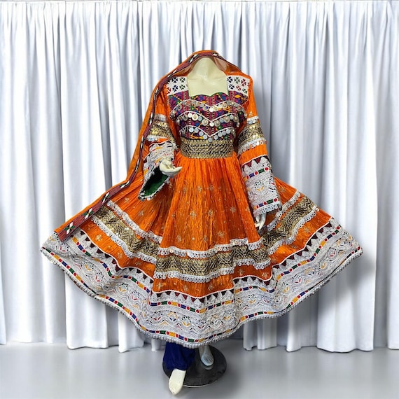 Vintage Kuchi Dress – Handmade Afghan Boho Outfit, Embroidered