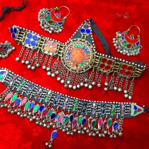 Hand Made Traditional Afghani Jewelry Set, Vintage Afghan Kuchi Tribal Jewelry Set