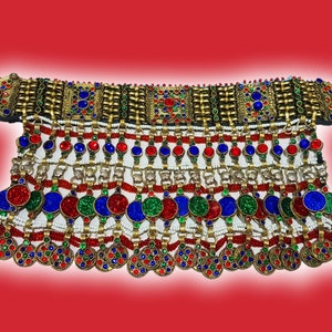 Afghan Tribal Kuchi Handmade Coin Necklace Afghani Choker Antique Afghani Jewelry Bead Coin Necklace Choker Necklace Vintage Tribal Jewelry