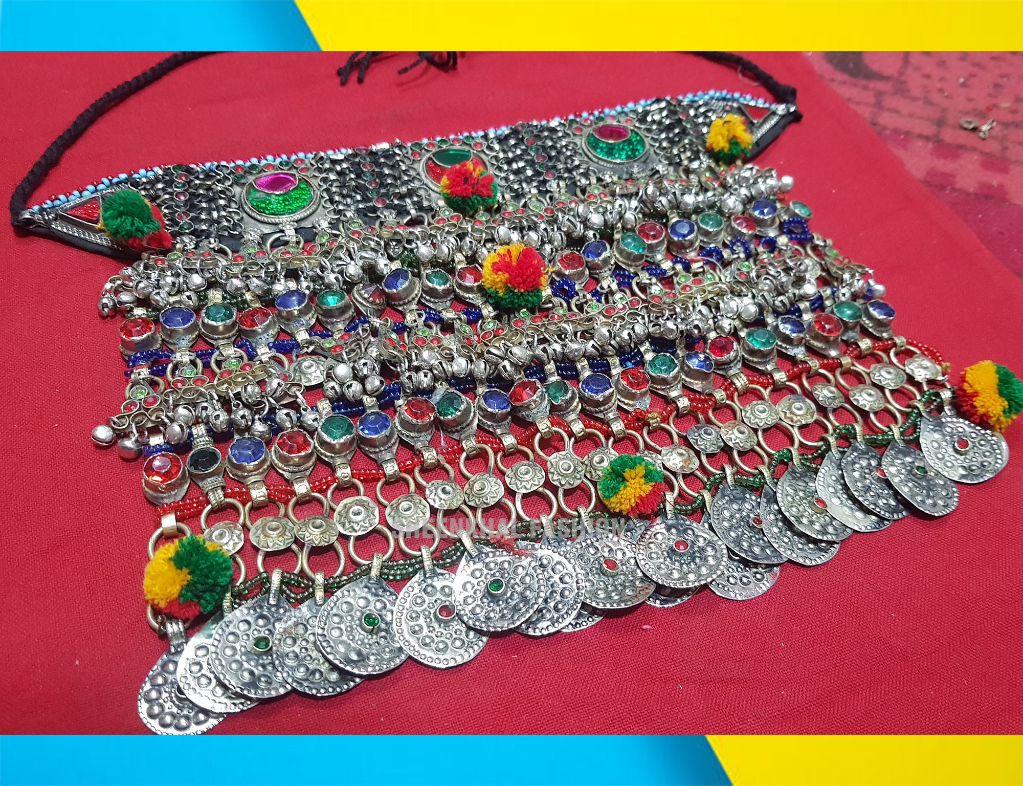 Hand Made Afghani Necklace Vintage Afghan Necklace Embellished Etsy UK