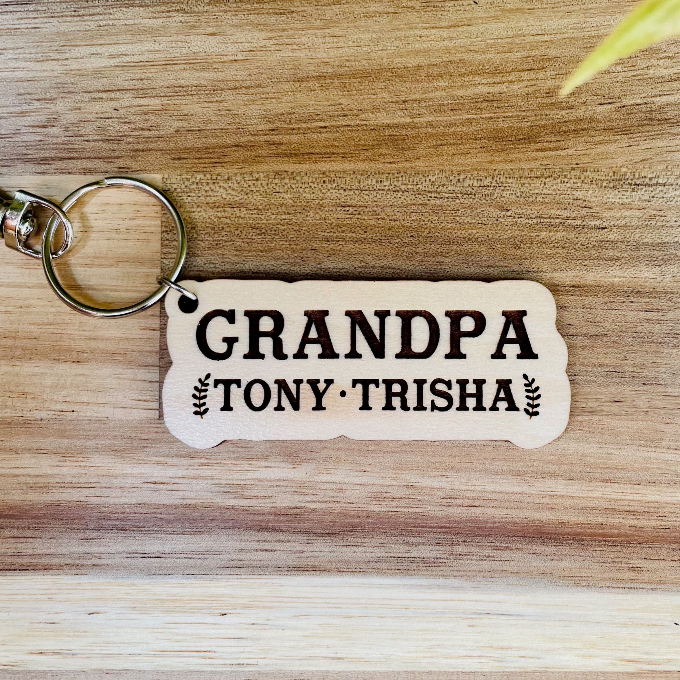 Customized Grandpa Keychain with Childrens Names Natural Etsy
