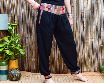 Harem Pants Nepalese Pattern Detail | Perfect Festival Trousers | Indian Style Trousers | Alibaba Boho Style | Holiday Trousers | Yoga Pants