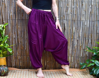 Purple Harem Pants | Summer Cotton Festival Lightweight Trousers | Indian Trousers | Alibaba Boho Style | Holiday Trousers | Yoga Pants