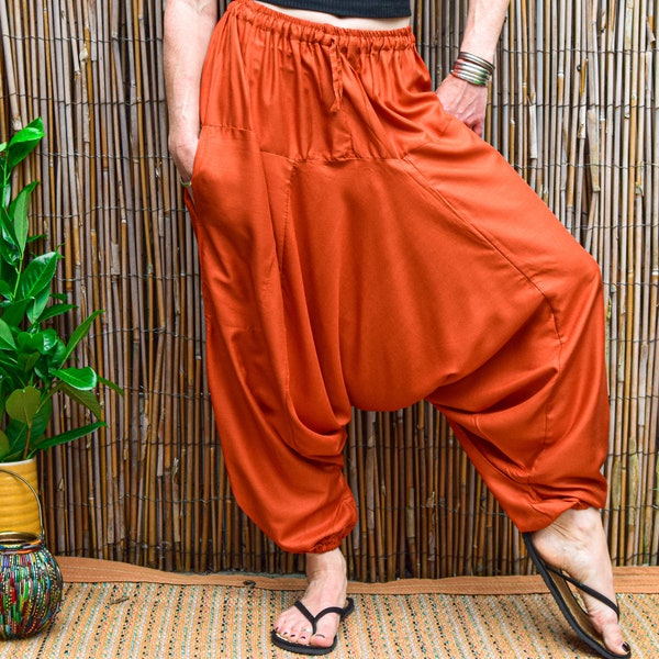 Orange Harem Pants | Summer Cotton Festival Lightweight Trousers | Indian Trousers | Alibaba Boho Style | Holiday Trousers | Yoga Pants