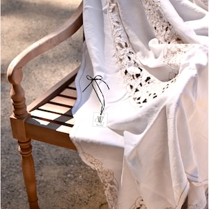 Tablecloth Cutwork White Linen  1