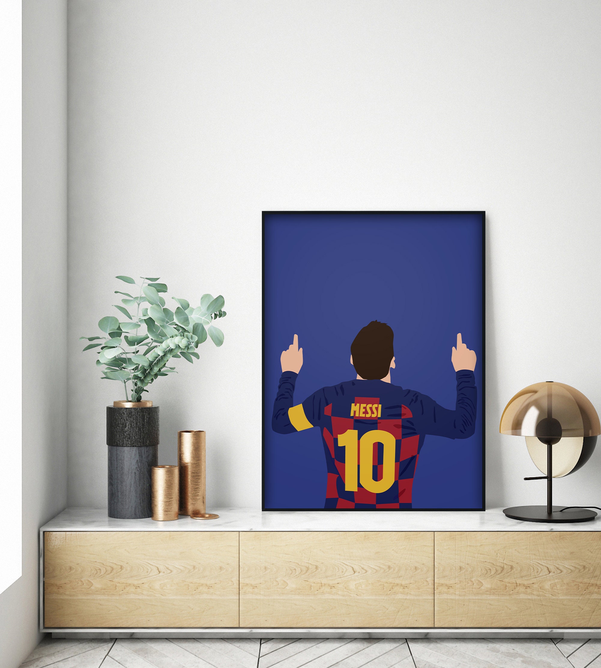 30×45cm ZHTE Lionel Messi Football Poster Inspirational Art Sports Poster5 Canvas Poster Wall Art Decor Print Picture Paintings for Living Room Bedroom Decoration Frame:12×18inch 
