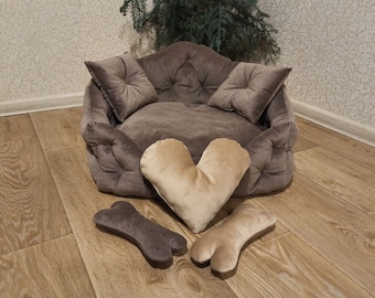 Brown Dog bed, luxury dog bed, Dog sofa, Pet bed,large dog bed, Cat bed,Personalized pet bed, Washable dog bed, Elevated dog bed