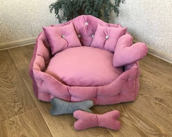 Dog Bed  Princess bed pink   Soft Dog Bed  Cat bed Dog Sofa Furniture Blue Dog Bed Dog Couch large dog bed Velvet bed  and Crystals