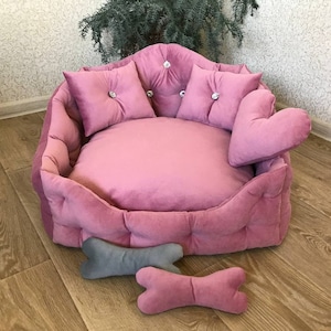 Dog Bed  Princess bed pink   Soft Dog Bed  Cat bed Dog Sofa Furniture Blue Dog Bed Dog Couch large dog bed Velvet bed  and Crystals