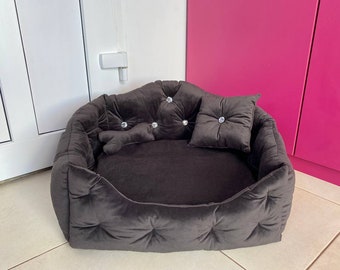 Dog bed, luxury dog bed, Dog sofa, Pet bed,large dog bed, Velvet bed and crystals,Cat bed,small dog bed, Couch Velvet bed , Elevated dog bed