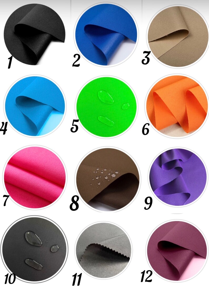 Puede incluir: Doce muestras de tela en diferentes colores y texturas. Las muestras est&aacute;n numeradas del 1 al 12. Algunas muestras tienen un acabado resistente al agua.