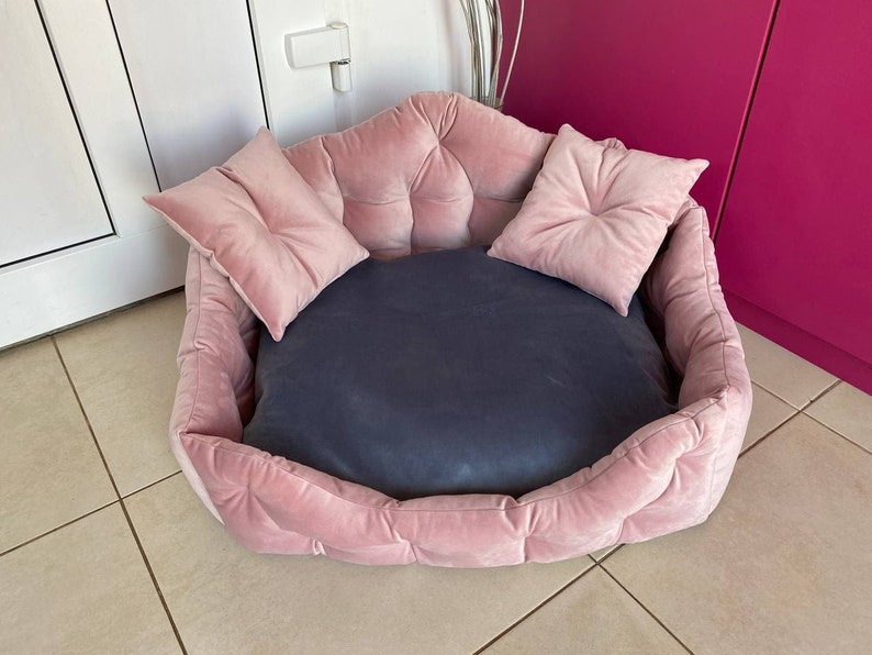 pink dog sofa