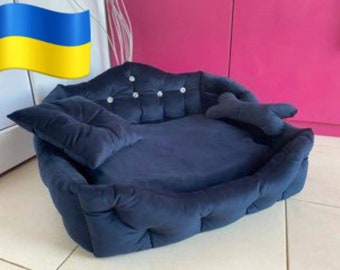 Dog Bed Custom Washable Soft Dog Bed  Cat bed Dog Sofa Furniture Brown Dog Bed Dog Couch large dog bed Velvet bed  and Crystals