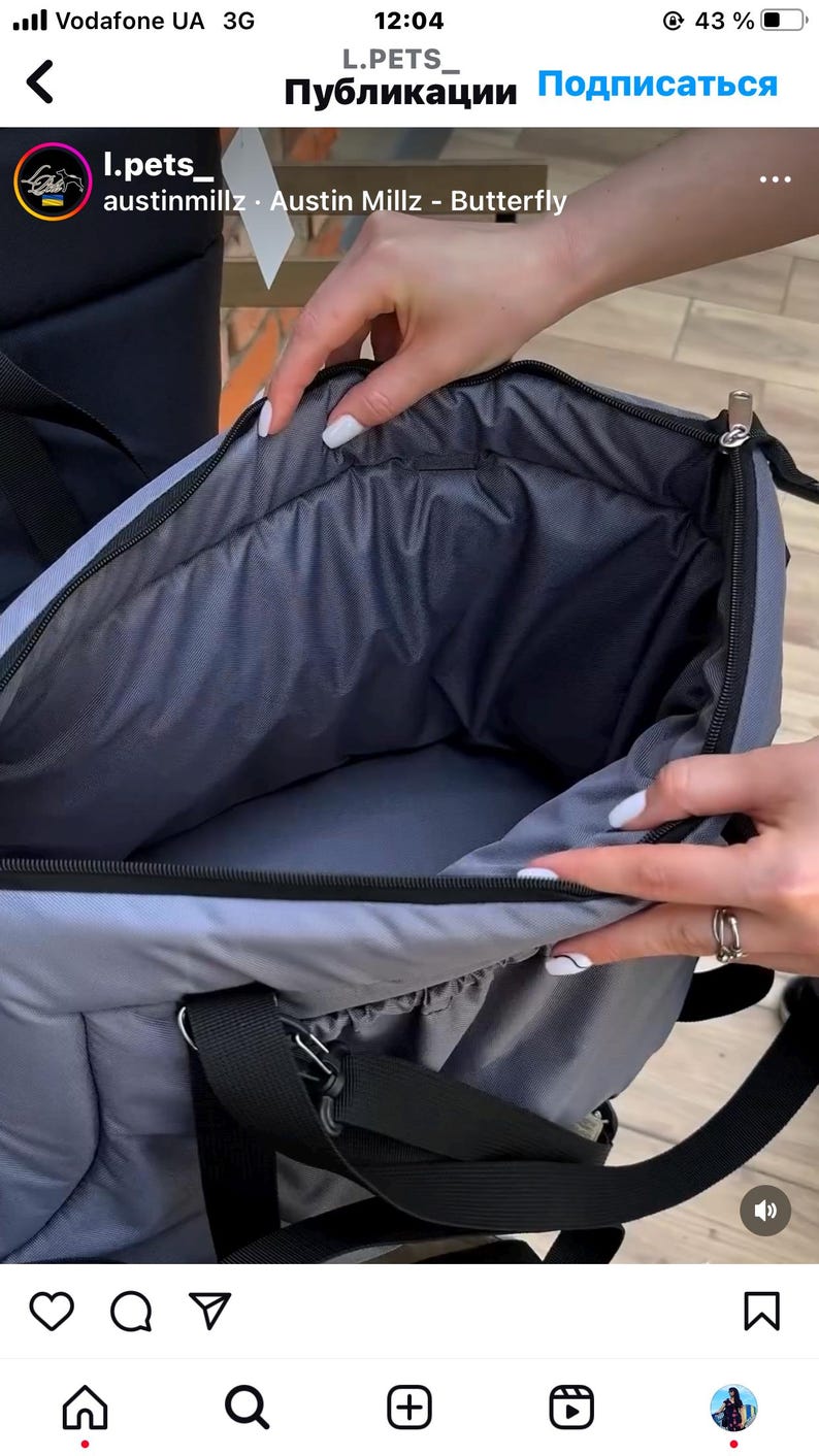 Puede incluir: Un transport&iacute;n gris para mascotas con una cremallera negra y un asa negra. El transport&iacute;n est&aacute; abierto y el interior est&aacute; forrado con un tejido gris suave.