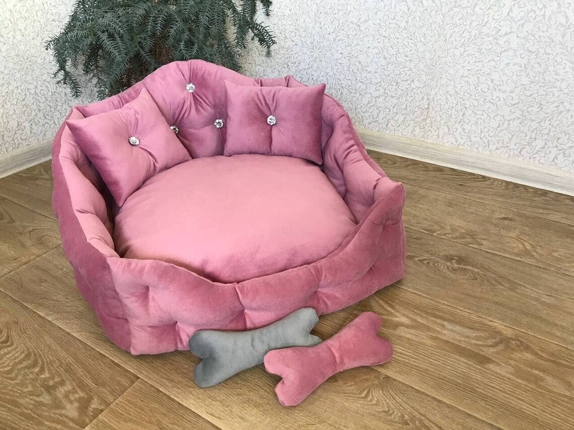 Dog Bed Princess Bed Pink Soft Dog Bed Cat Bed Dog Sofa Etsy