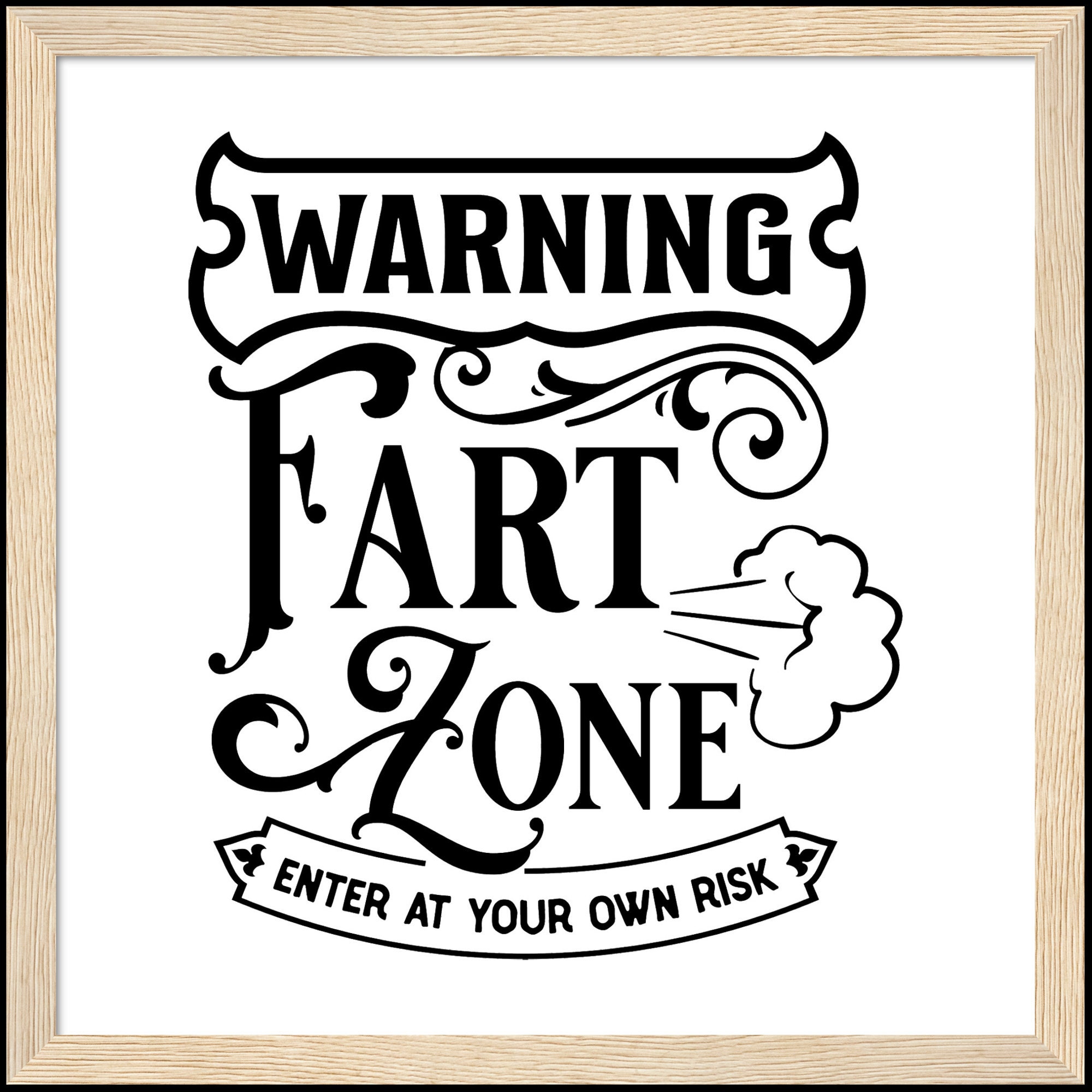 Warning Fart Zone Enter At Your Own Risk Bathroom Framed | Etsy