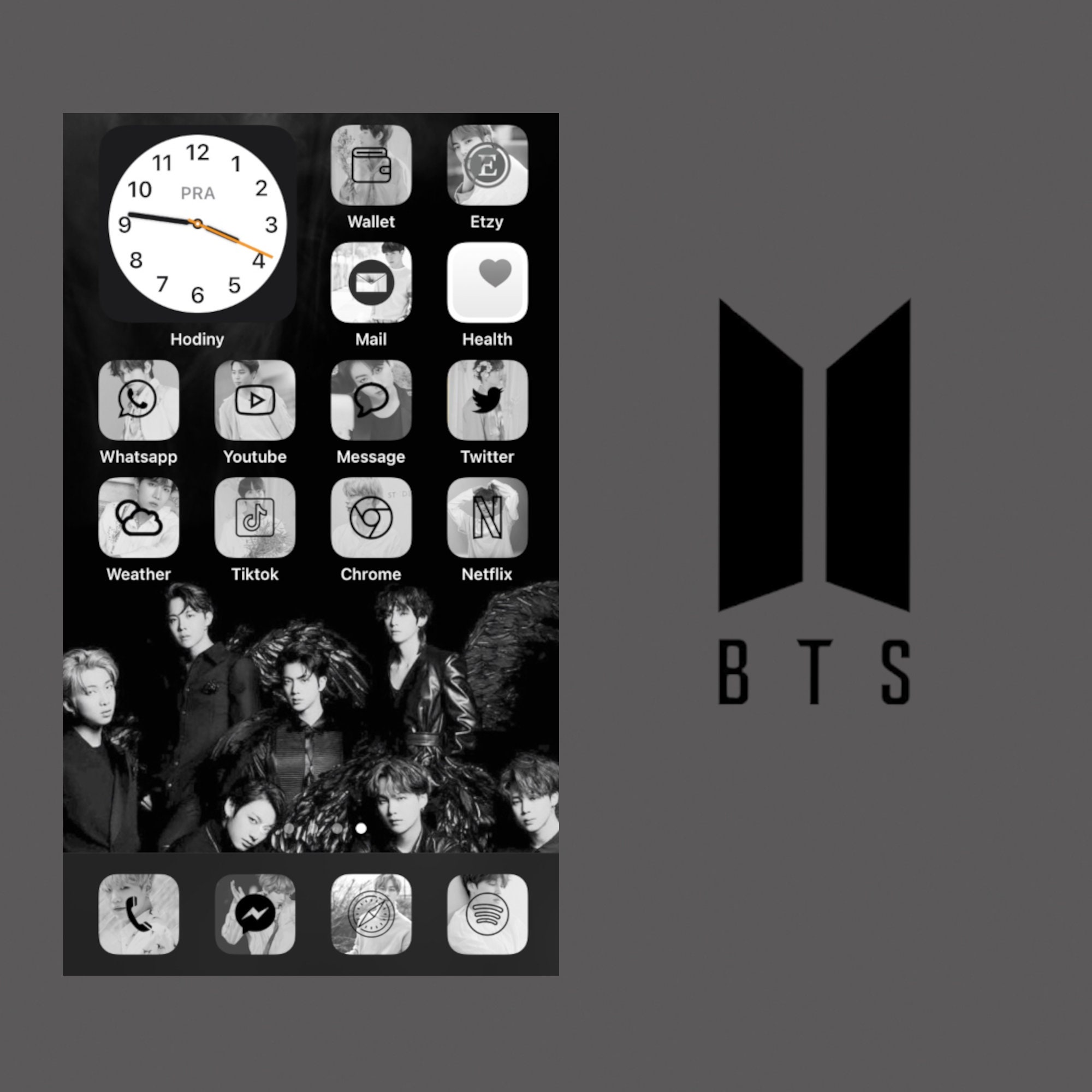 BTS ios 14 icons Dark version Bangtan boys Widgetsmith Etsy