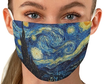 Starry Night Van Gogh Art Painting Impressionism Fabric Face Mask