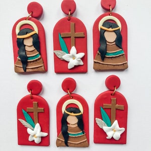 St Kateri Tekakwitha earrings // Catholic Saint Polymer Clay Earrings