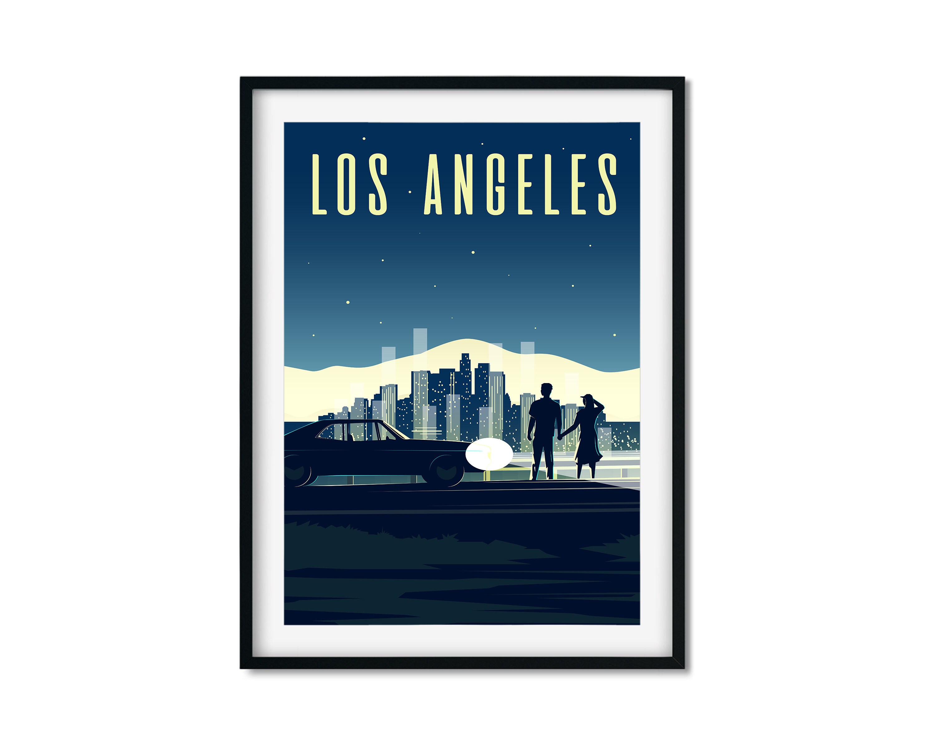 Los Angeles Travel Poster LA Art Print Hollywood Visit LA Etsy