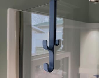 Extended Length Double Sided Plastic Hook for Glass Shower: Towel & Coat Hanger, Personalized Width