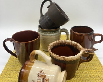 Vintage Mugs in Brown Hues