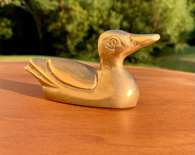 Vintage Solid Brass Duck Figurine Etsy