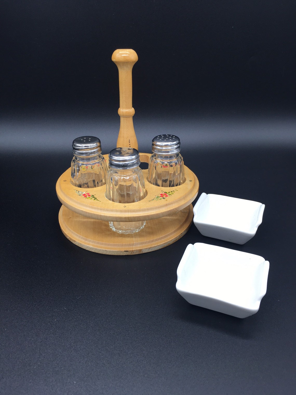 Vintage Wooden Salt and Pepper Spinning Caddy Etsy