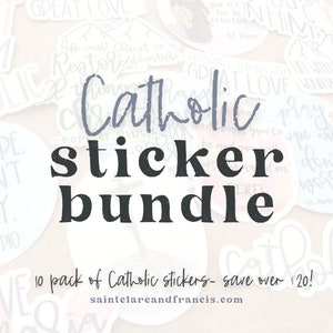 Lot de 10 autocollants saints catholiques en vinyle | Lot d&#39;autocollants personnalisés | Cadeau de confirmation | Pack d&#39;autocollants catholiques | Sticker citation religieux en vinyle