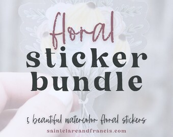 5 Pack of Floral Vinyl Stickers | Catholic Floral Sticker Bundle | Confirmation Gift | Catholic Sticker Pack | Saint Quote Vinyl Stickers