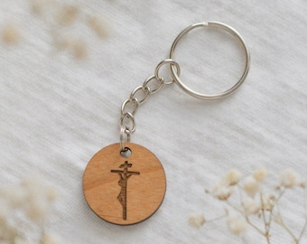 Crucifixion- Catholic Wood Keychain | Catholic Saint Quote Keychain | Confirmation Gift | Catholic Mom Gift | Wooden Saint Charm