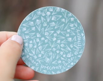 More Precious Than Wildflowers - Catholic Wildflower Clear Vinyl Sticker | Catholic Floral Vinyl Sticker | Confirmation Gift