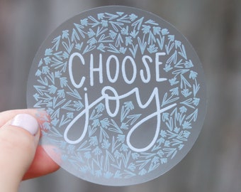 Choose Joy - Catholic Wildflower Clear Vinyl Sticker | Catholic Flower Vinyl Sticker | Catholic Floral Sticker | Confirmation Gift