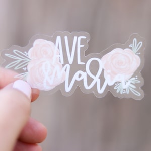 Ave Maria Catholic Vinyl Sticker | Catholic Virgin Mary Quote Sticker Decal | Mother Mary Sticker | Confirmation Gift | Catholic Kids Gift
