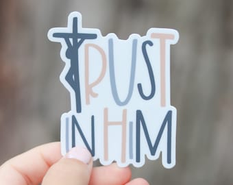 THERESE Trust in Him Vinyl Sticker | Catholic Quote Sticker or Decal | Catholic Artwork | Confirmation Gift | Catholic Sticker for Kids