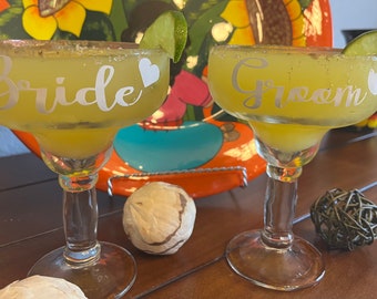 Personalized Yucatan Margarita Glass: Bridal Shower Fiesta Party Gift